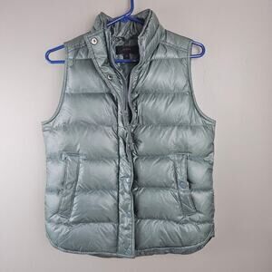 J.Crew Women’s Green Shiny Down Puffer Feathered Vest Size XS